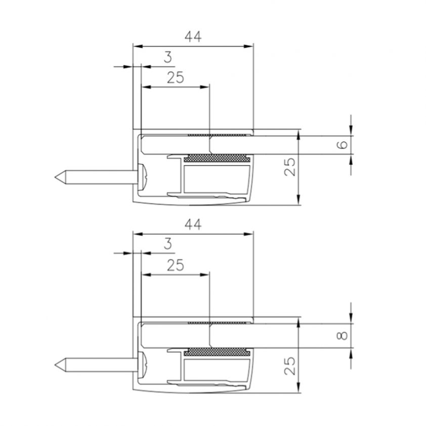 Wandanschlussprofil U Klemmprofil eckig für 6mm 2000mm Gral Systeme